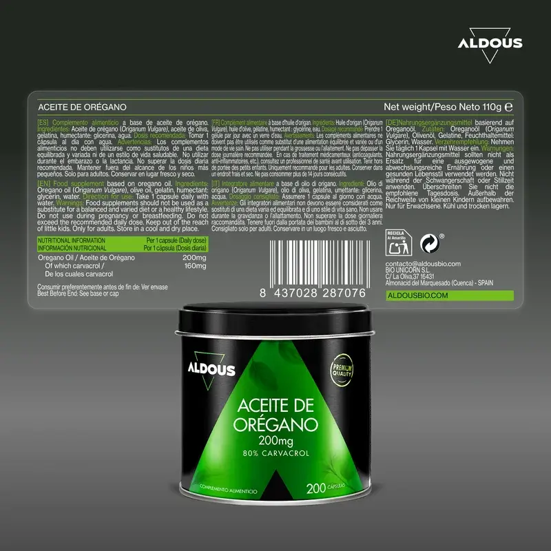 Aldous Bio Aceite De Orégano, 200 perlas - Image 5
