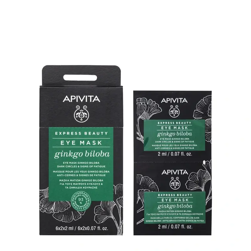 Apivita Express Beauty Mascarilla Para El Contorno De Los Ojos Ginkgo Biloba, 2x2 ml