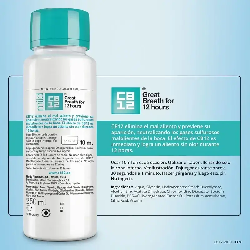 Cb12 Mild Enjuague Bucal Halitosis Sabor Menta Suave, 2X250 Ml - Image 8