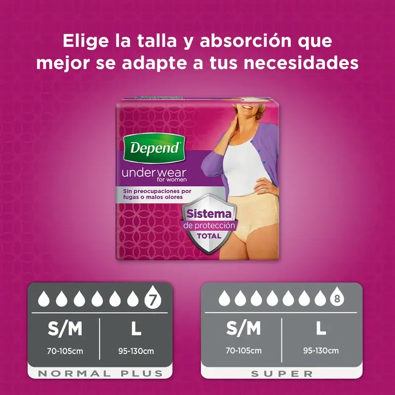 Depend Normal S/M Pañal Adulto Mujer , 10 unidades - Image 4