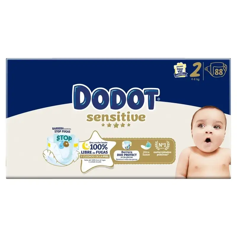 Dodot Pañal Sensitive Jumbo Pack Talla 2 , 2x88 Unidades + Toallitas Aqua Plastic Free Box 6X48 (288 Unidades) - Image 3