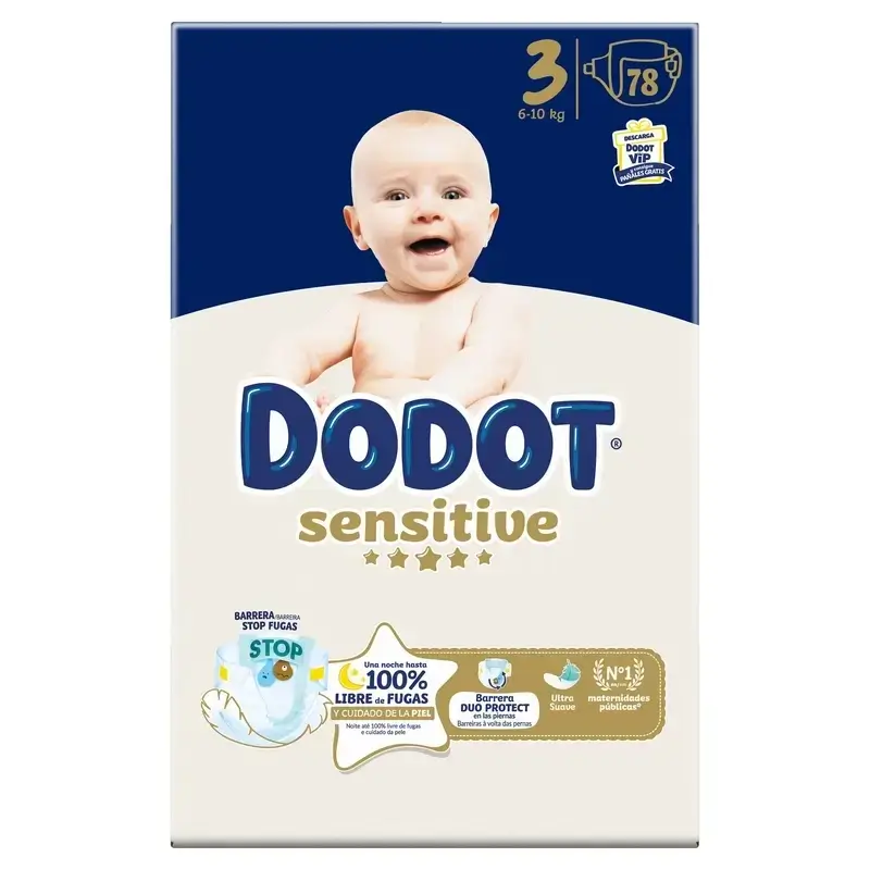 Dodot Pañal Sensitive Jumbo Pack Talla 3 , 2x78 Unidades + Toallitas Aqua Plastic Free Box 6X48 (288 Unidades) - Image 2