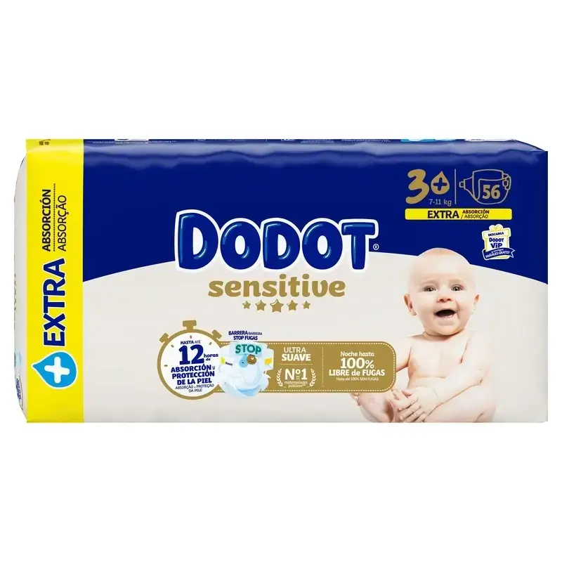 Dodot Sensitive Extra Jumbo Talla 3+, Pack 2 x 56 Pañales - Image 4