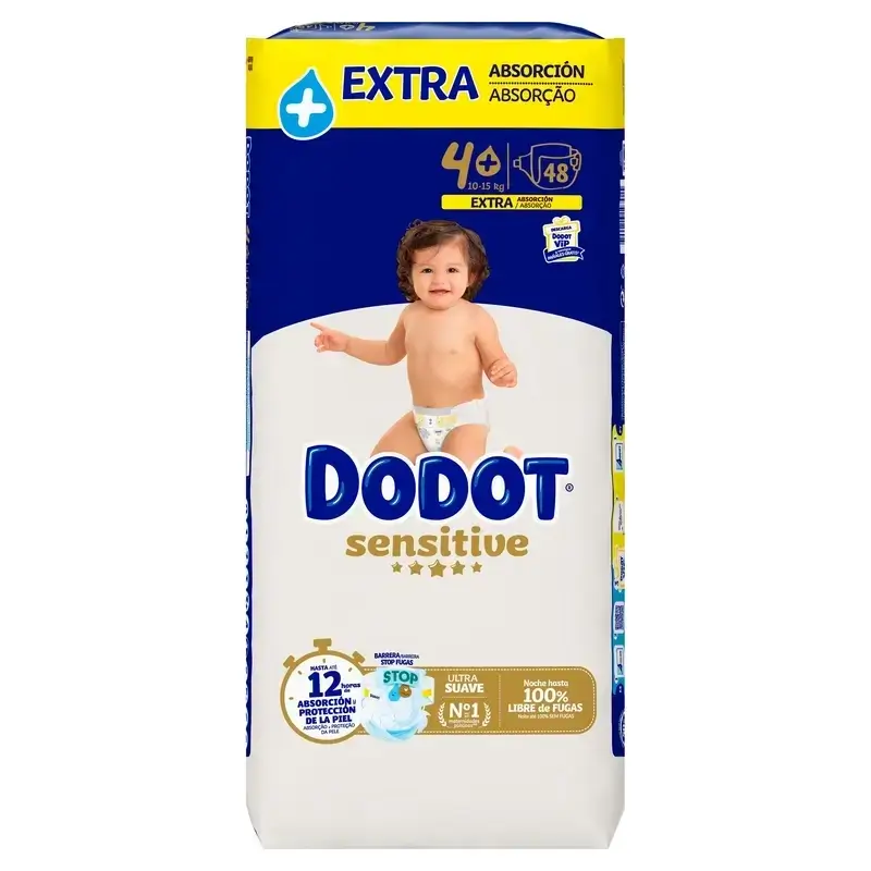 Dodot Sensitive Pañales Extra Absorción 10-15 kg Talla 4+, Pack 2 x 48 Unidades - Image 3