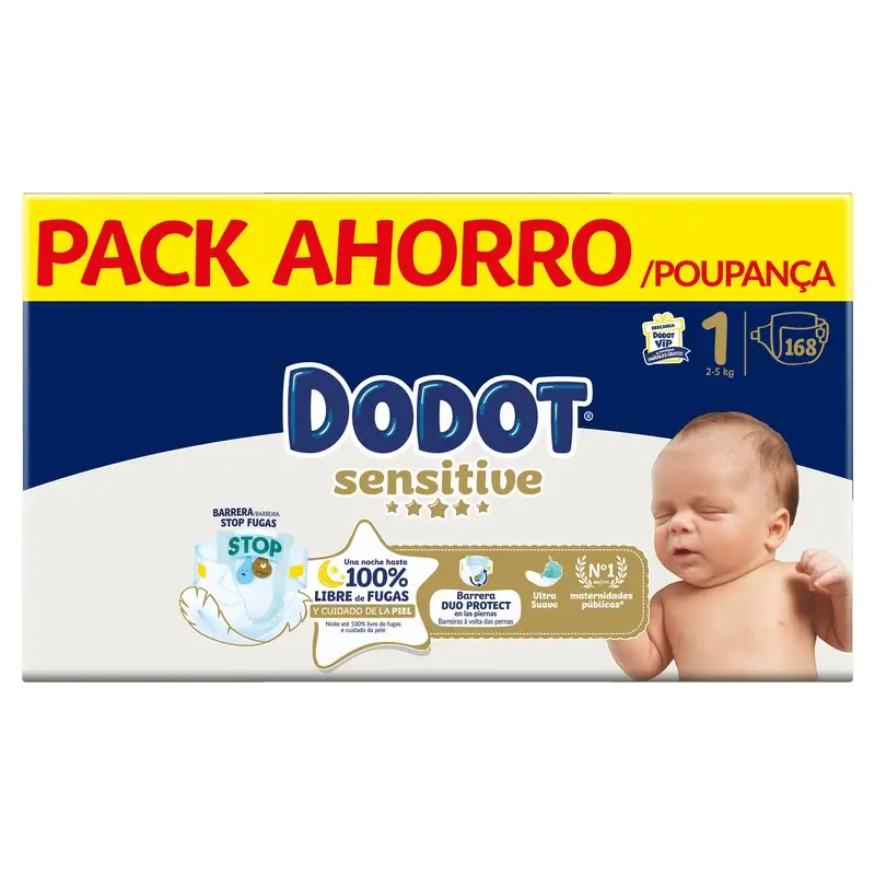 Dodot Sensitive Talla 1, Pañales, 2Kg-5Kg , 168 uds - Image 2