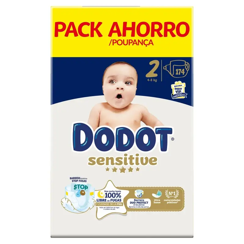 Dodot Sensitive Talla 2, Pañales, 4Kg-8Kg , 174 uds - Image 4
