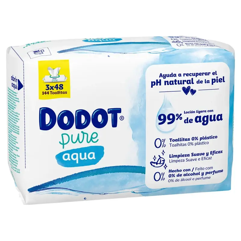 Dodot Toallitas Aqua Plastic Free 3x48, 144 Unidades - Image 2