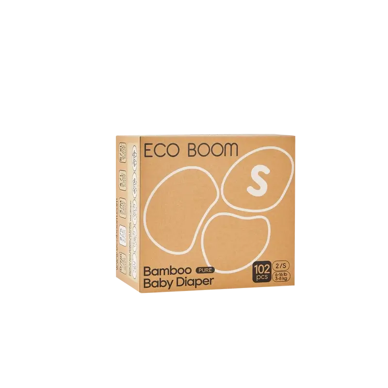 ECO BOOM PURE Pañales ecológicos de bambú 100% natural- Talla 2/S (3-8 kg) - 102 ud - Image 4