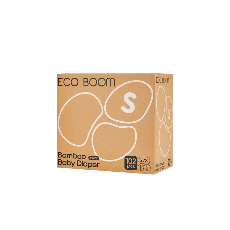 ECO BOOM PURE Pañales ecológicos de bambú 100% natural- Talla 2/S (3-8 kg) - 102 ud - Image 5