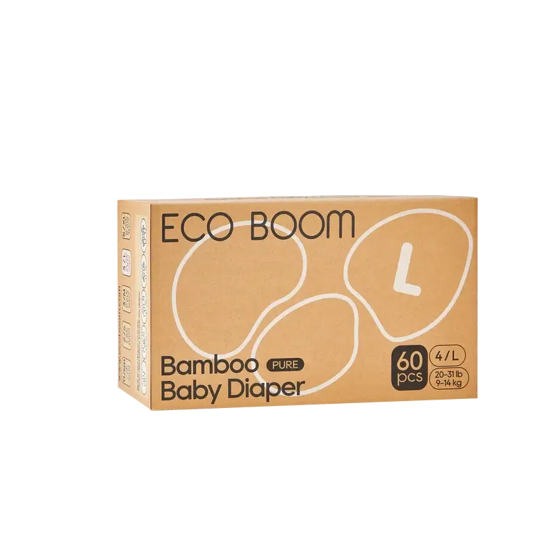 ECO BOOM PURE Pañales ecológicos de bambú 100% natural- Talla 4/L (9-14 kg) - 60 ud - Image 3
