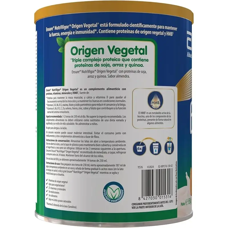 Ensure Pack Ahorro Origen Vegetal 850G + 400Gr , 1250 gramos - Image 3