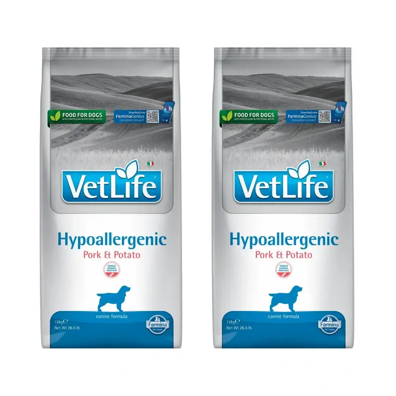 Farmina Vet Life Dog Hypoallergenic Cerdo Adult 12Kg, Pienso Para Perros, Pack De 2
