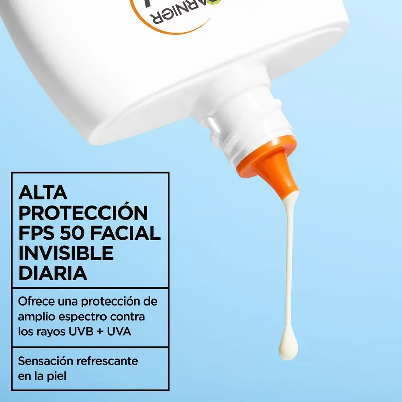 Garnier Delial Agua Fluido Facial Refrescante Spf 50 Invisible, 40 ml - Image 3