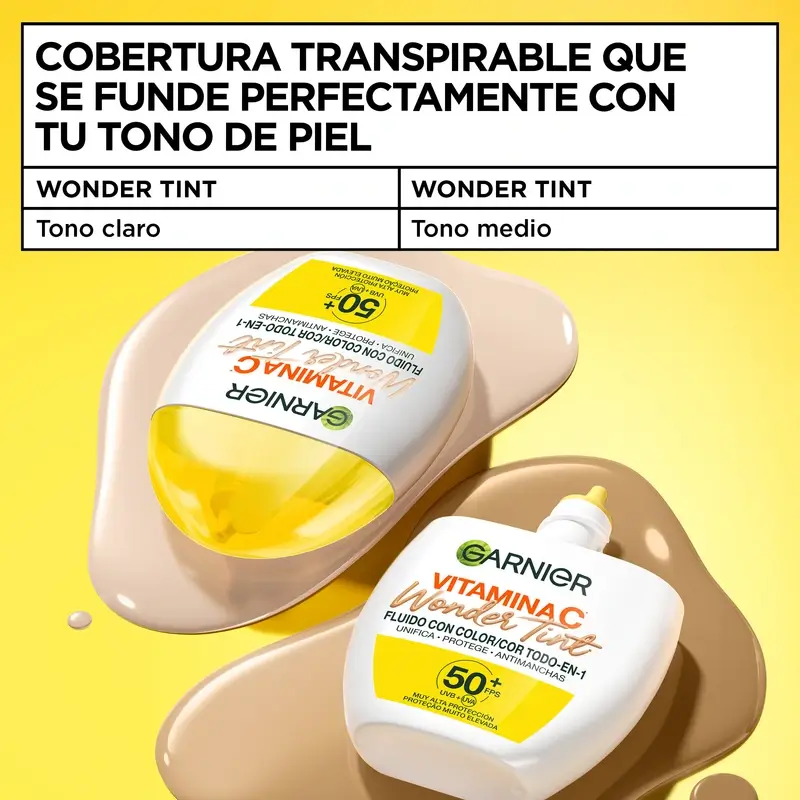 Garnier Uv Daily Protection Vitamina C Wonder Tint Spf50+, Tono Medio , 40 ml - Image 7