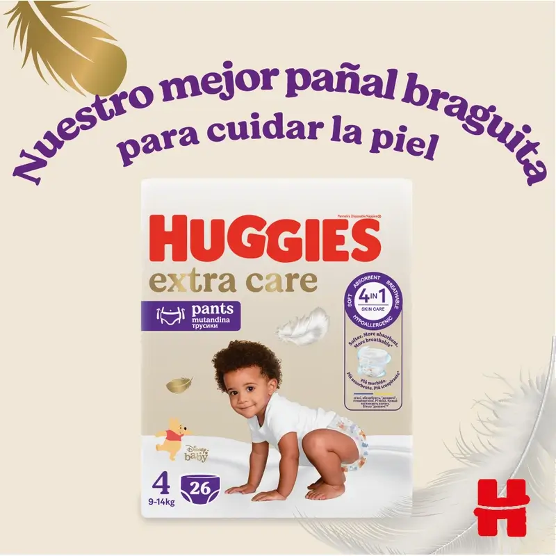 Huggies Extra Care Talla 4 (9-14 Kg) Pañal Braguita Para Bebé Disney , 26 Unidades - Image 6