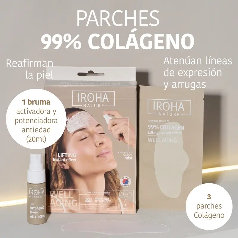 Iroha Nature Parches Frente 99% Colágeno (3 Uds + 1 Bruma) , 3 pares - Image 8