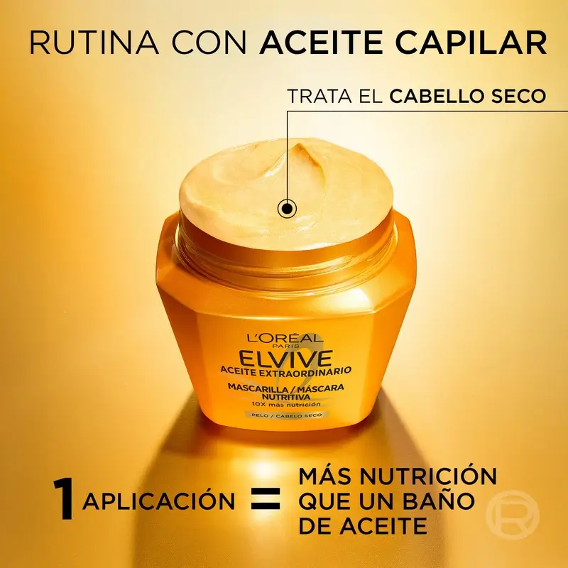 L'Oréal Paris Elvive Aceite Extraordinario Mascarilla Nutritiva, 310 ml - Image 4