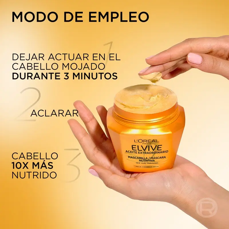 L'Oréal Paris Elvive Aceite Extraordinario Mascarilla Nutritiva, 310 ml - Image 6