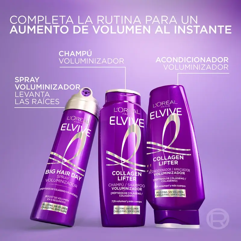 L'Oréal Paris Elvive, Champú Voluminizador, Con Péptidos De Colágeno, 700 ml - Image 10
