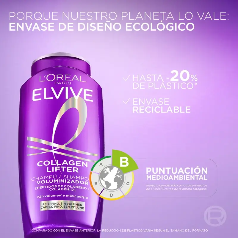 L'Oréal Paris Elvive, Champú Voluminizador, Con Péptidos De Colágeno, 700 ml - Image 11
