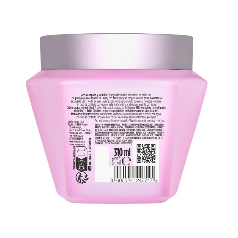 L'Oréal Paris Elvive Glycolic Gloss Mascarilla Activadora Del Brillo, 310 ml - Image 2