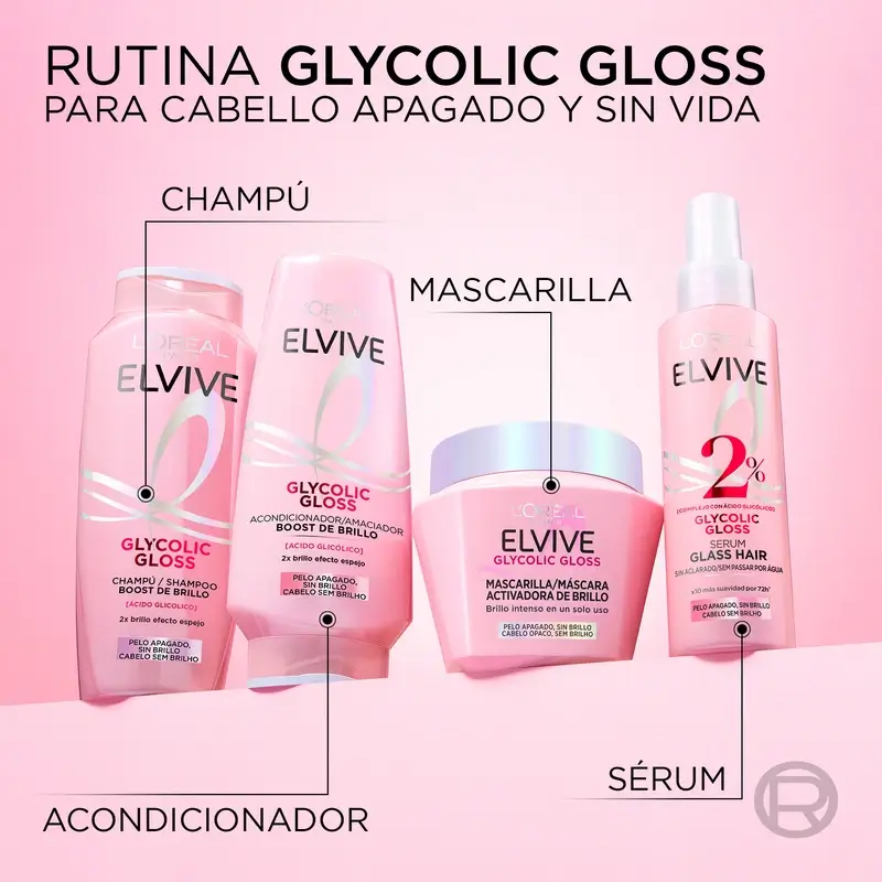 L'Oréal Paris Elvive Glycolic Gloss Mascarilla Activadora Del Brillo, 310 ml - Image 7