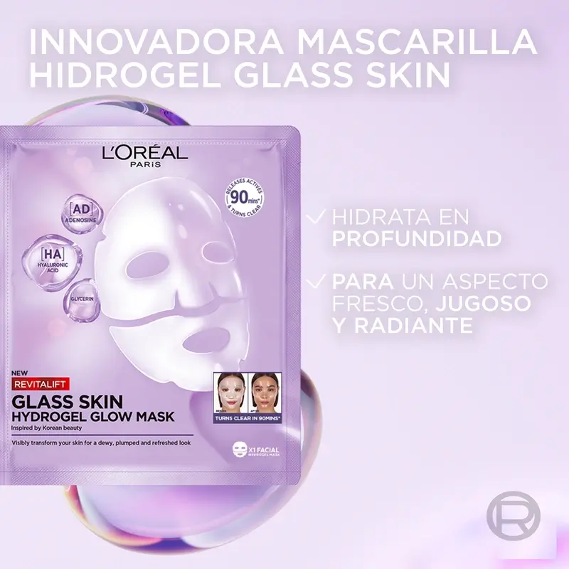 L'Oréal Paris Tissue Mask Revitalift Filler Glass Skin Mascarilla Facial Hidrogel , 1 unidades - Image 4
