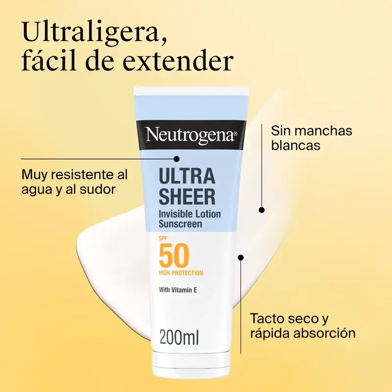 Neutrogena Ultra Sheer Loción Invisible Hidratante Spf50, 200 ml - Image 3