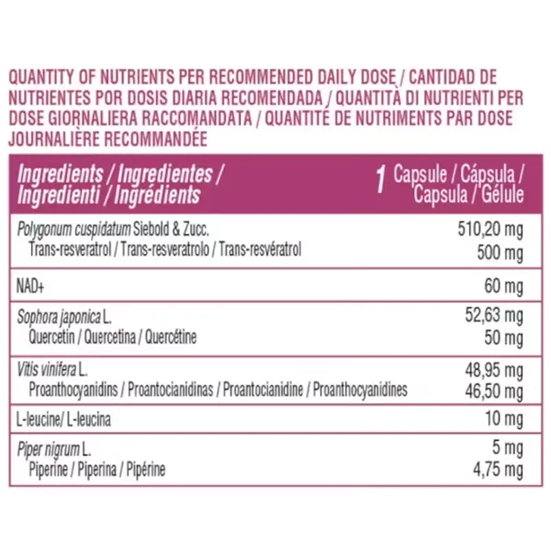 Nutralie Trans Resveratrol Y Nad+ Complex Con Quercetina + Piperina, 60 cápsulas - Image 5