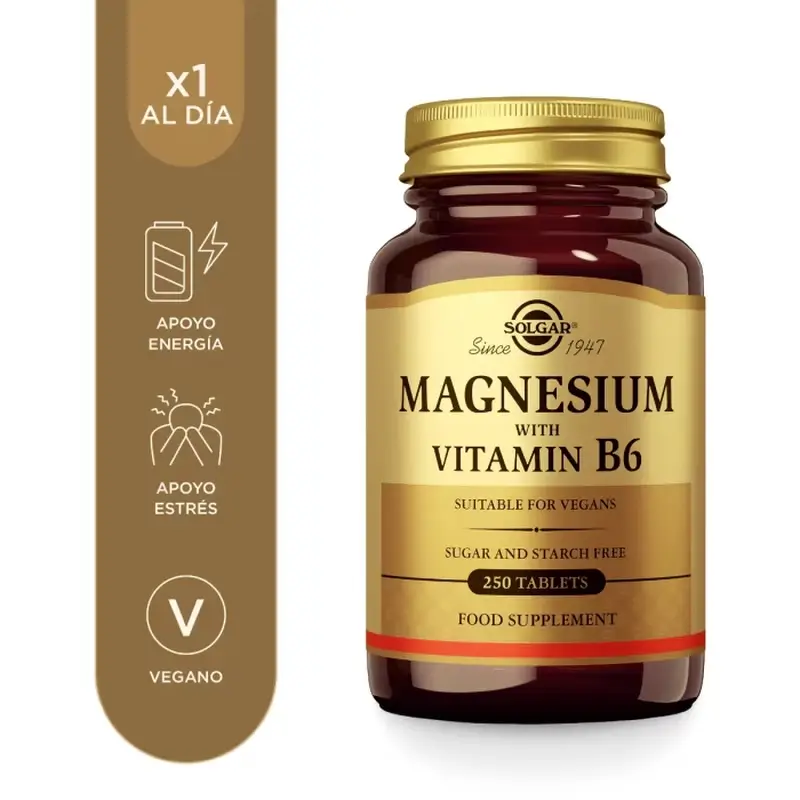 Solgar Magnesio con Vitamina B6, 250 Comprimidos - Image 2