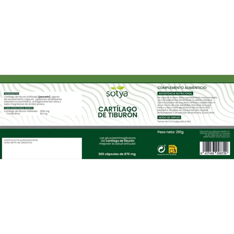 Sotya Cartilago De Tiburon 870 Mg , 300 cápsulas - Image 4