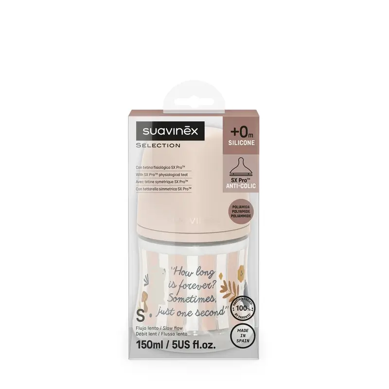 Suavinex Biberón 150 Ml, Flujo Lento (S), +0 Meses, Wonderland Rosa - Image 2