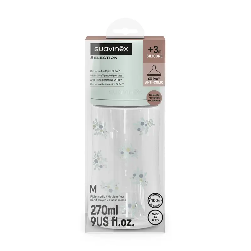 Suavinex Biberón 270 Ml, Flujo Medio (M), +3 Meses, Poetry Azul - Image 3