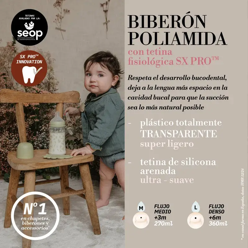 Suavinex Biberón 360 Ml, Flujo Denso (L), +6 Meses, Poetry Rosa - Image 6