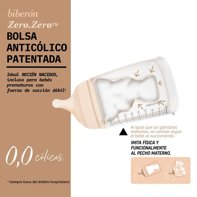 Suavinex Biberón Anticólico Zero Zero 180 Ml, Flujo Adaptable (A), +0 Meses, Light - Image 8