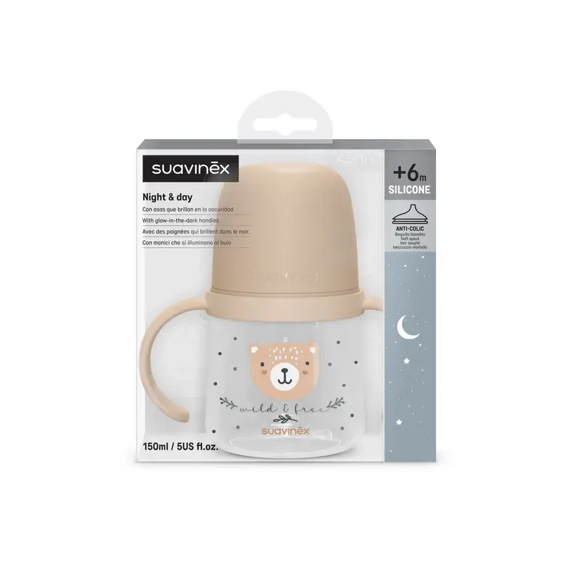 Suavinex Biberón Nocturno Night & Day +6 Meses Wild&Free Beige, 150 ml - Image 3