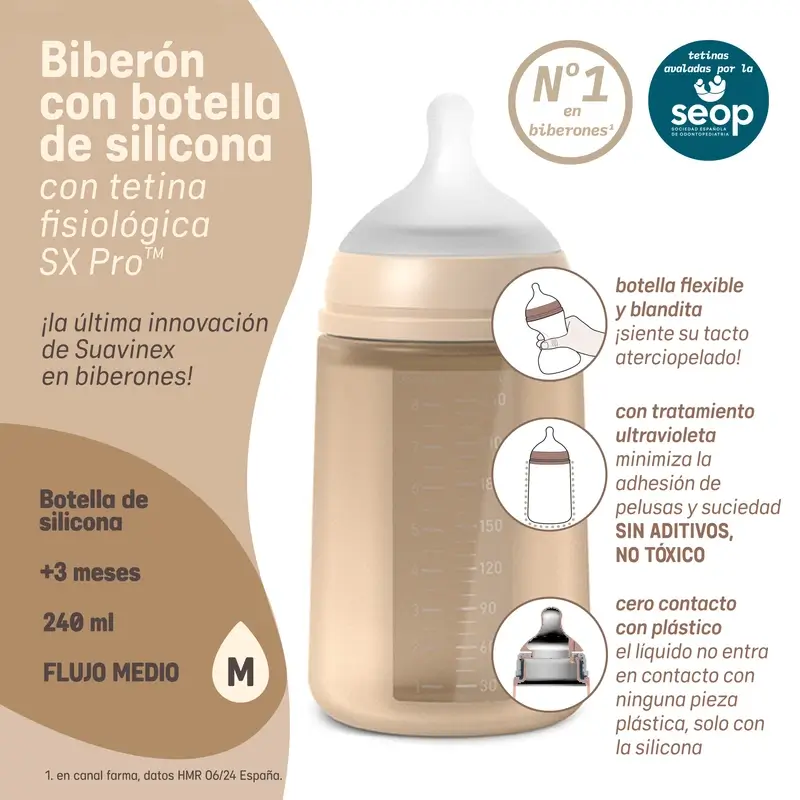 Suavinex Biberón Silicona 240 Ml, Flujo Medio (M), +3 Meses, Deep Ocean - Image 9