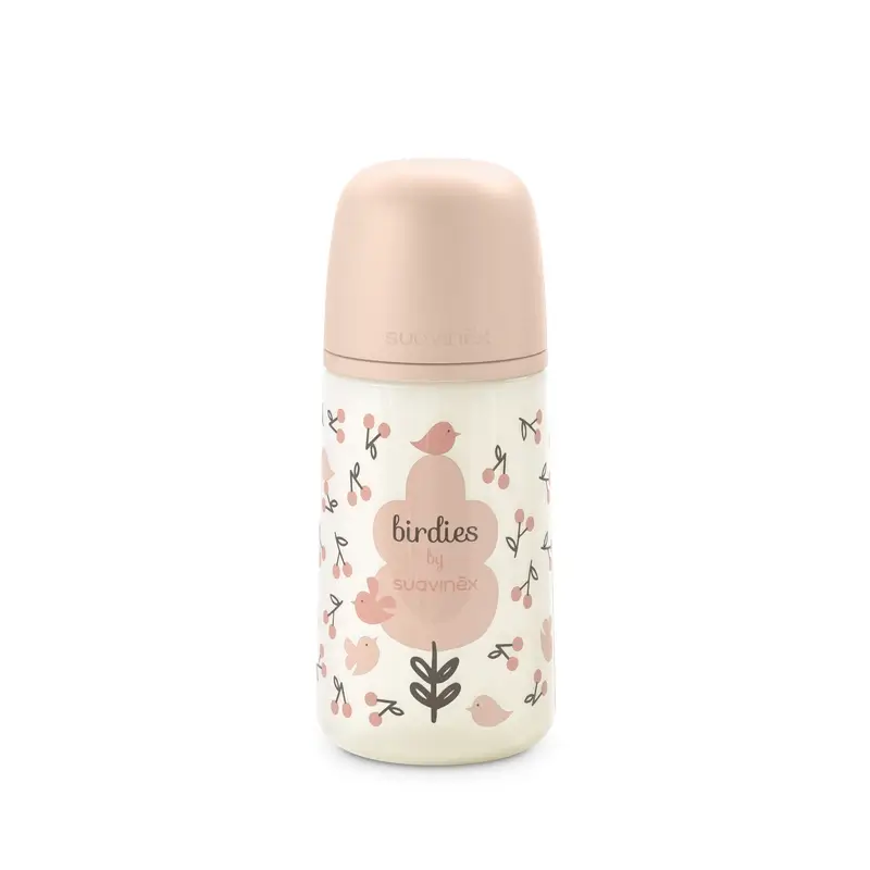 Suavinex Biberón Tetina Sx Pro Flujo Medio (M) +3 Meses Birdies Rosa, 270 ml - Image 6