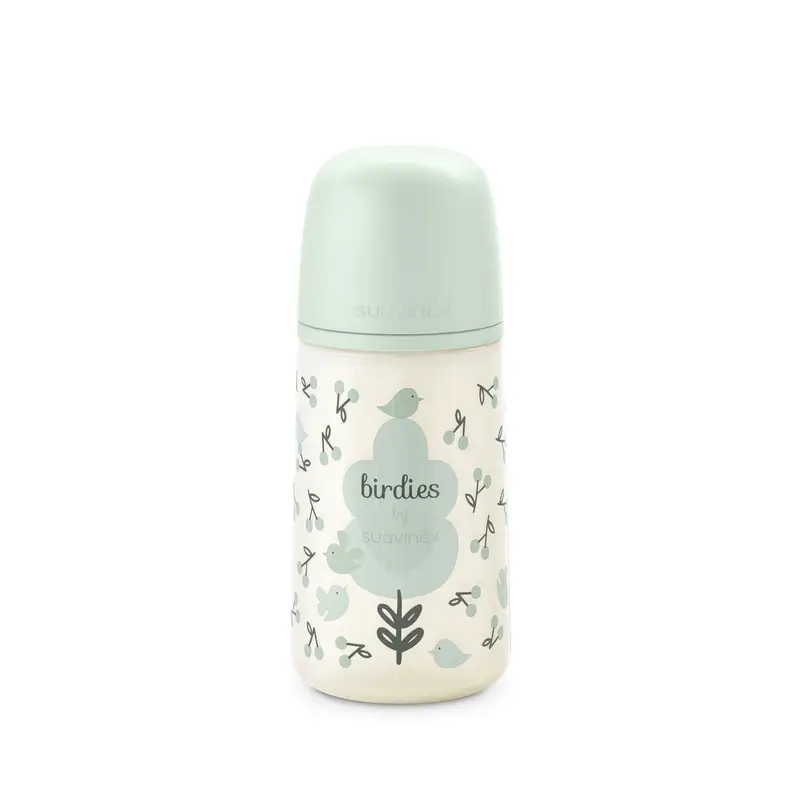 Suavinex Biberón Tetina Sx Pro Flujo Medio (M) +3 Meses Birdies Verde, 270 ml - Image 9