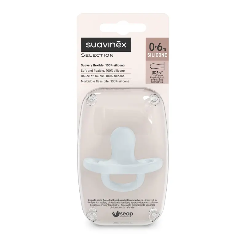 Suavinex Chupete Todo Silicona Fisiológico Sx Pro, 0/6 Meses, Ballad Blue - Image 3