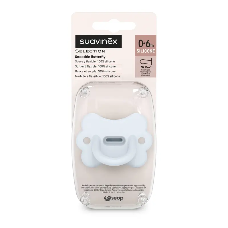 Suavinex Chupete Todo Silicona Fisiológico Sx Pro, 0/6 Meses, Mariposa Ballad Blue - Image 2
