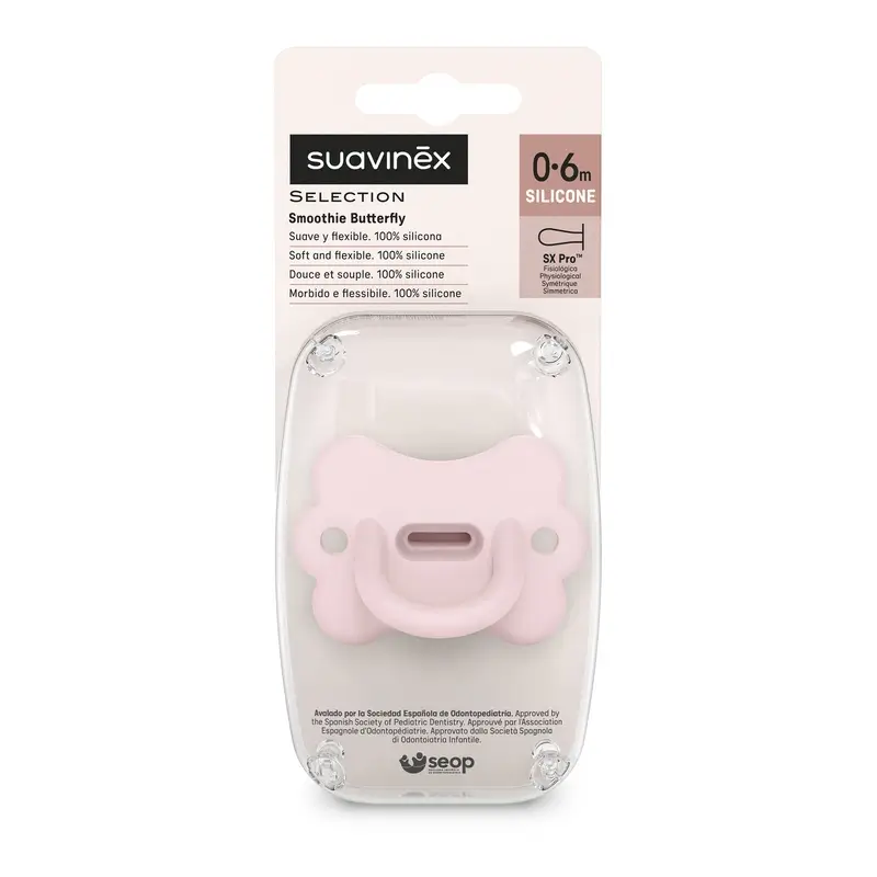 Suavinex Chupete Todo Silicona Fisiológico Sx Pro, 0/6 Meses, Mariposa Rosewater - Image 2