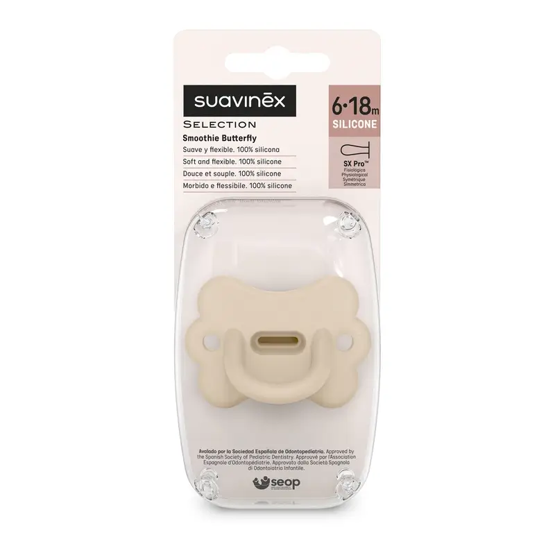 Suavinex Chupete Todo Silicona Fisiológico Sx Pro, 6/18 Meses, Mariposa Irish Cream - Image 3