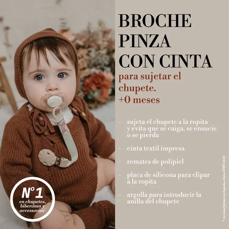 Suavinex Chupetero De Tela +0 Meses, Poetry Beige - Image 7
