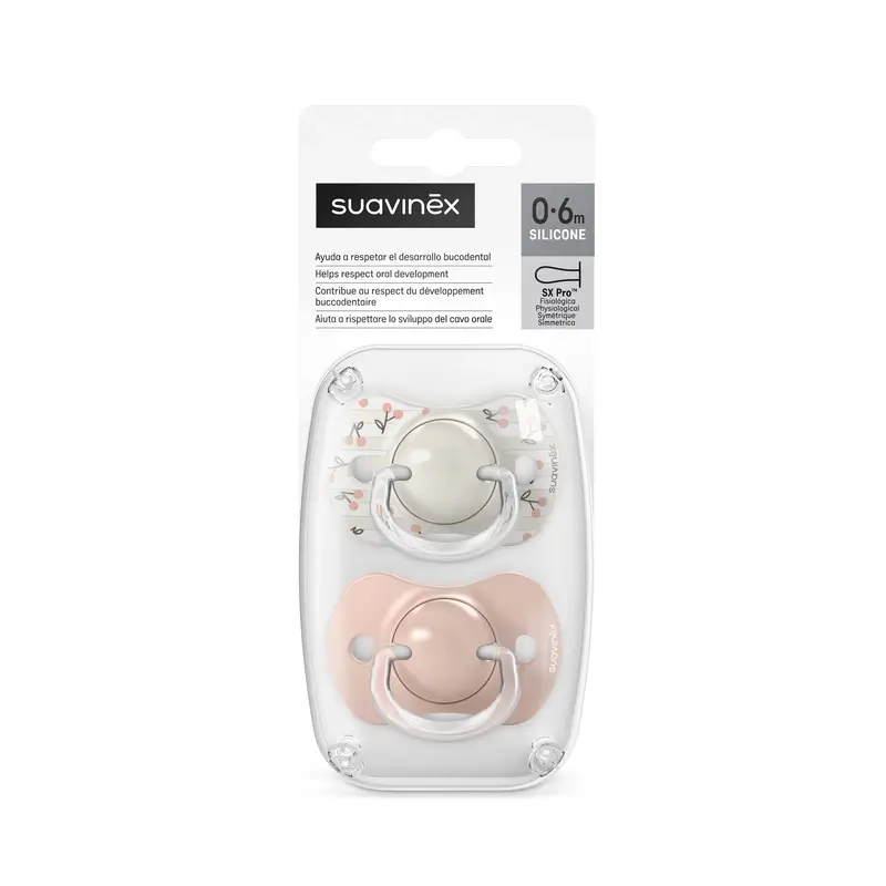 Suavinex Chupetes Tetina Sx Pro 0/6 Meses Birdies Rosa, 2 unidades
