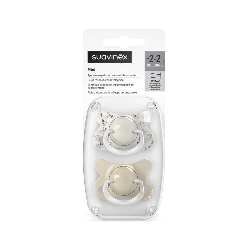 Suavinex Chupetes Tetina Sx Pro -2/2 Meses Birdies Beige, 2 unidades