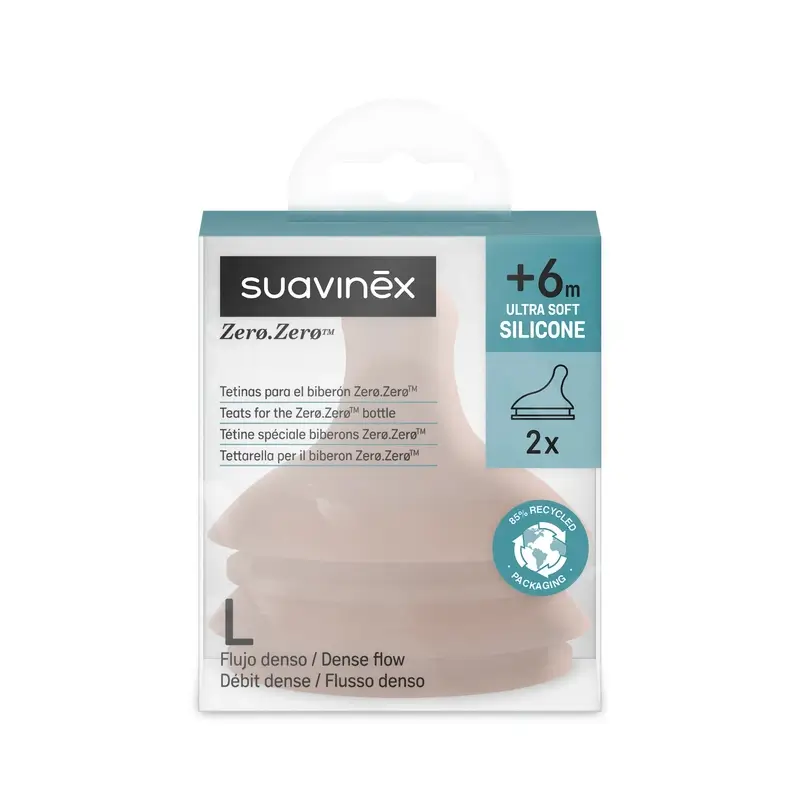Suavinex Pack 2 Tetinas Zero Zero Flujo Denso (L), +6 Meses, Deep - Image 2