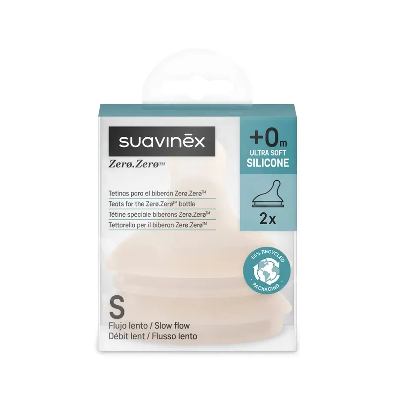 Suavinex Pack 2 Tetinas Zero Zero Flujo Lento (S), +0 Meses, Light - Image 2