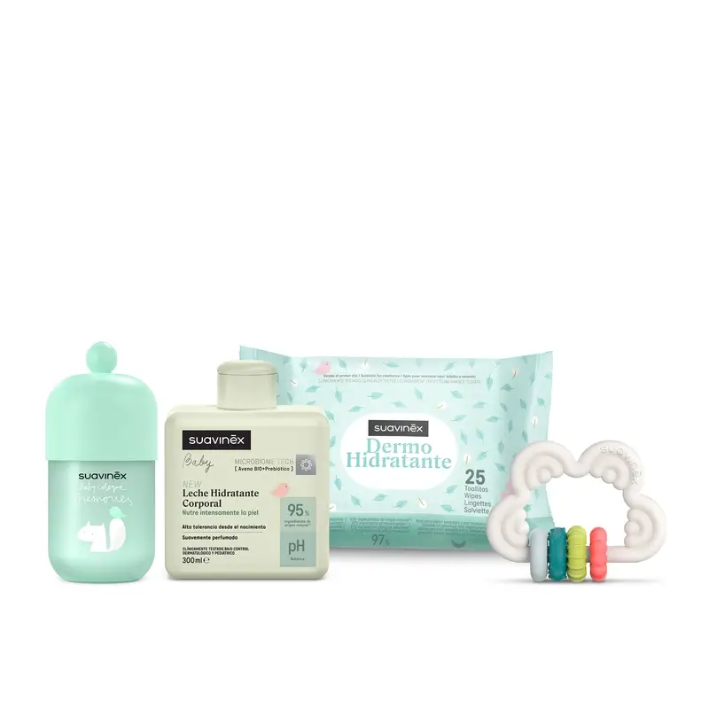 Suavinex Regalo Bebés Leche 300 Ml + Baby Cologne Memories 100 Ml + Toallitas + Mordedor, Azul - Image 4