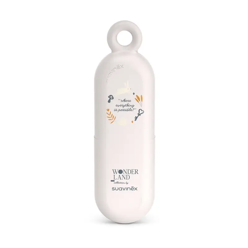 Suavinex Set Cuchara + Estuche Portacucharas + Sujeta-Baberos, +4 Meses, Wonderland Beige - Image 2